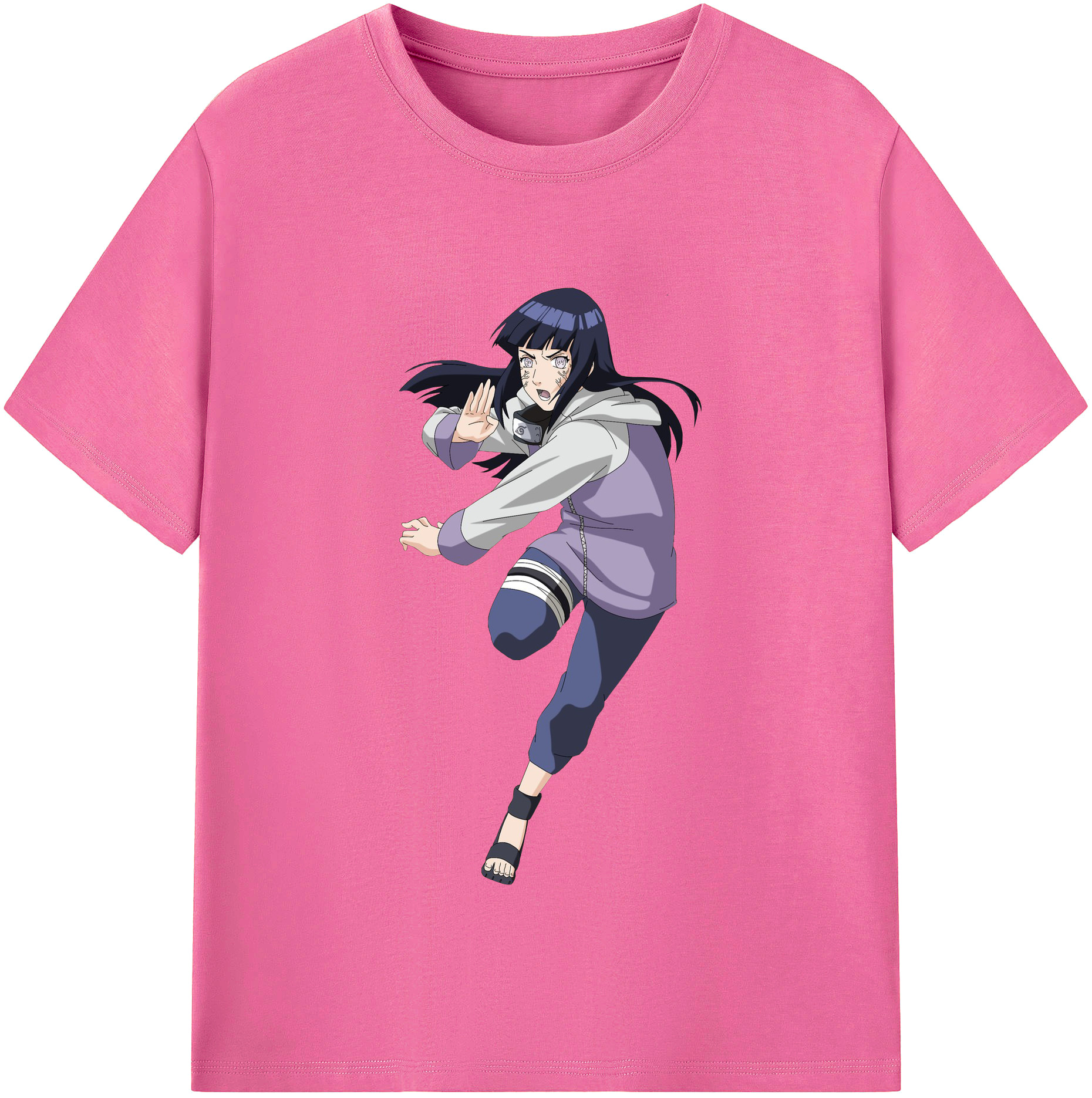 （画像用） NARUTO -ナルト- 日向ヒナタ Hyūga Hinata レディースカジュアルプリントTシャツ（綿100％）